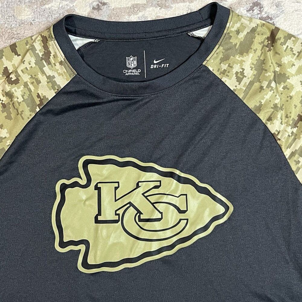 Nike DRI Fit On Field Chiefs Salute to Service Shirt Women Sz L Camo NFL Tee - Picture 9 of 10